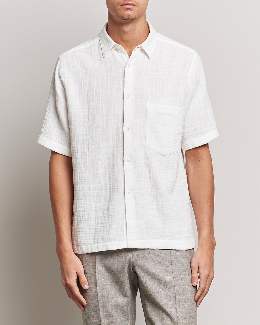 Homme | Chemises | Oscar Jacobson | Regular Fit City Crepe Linen Shirt Off White