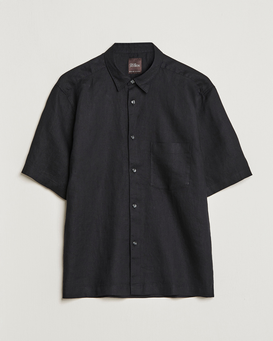 Homme | Chemises | Oscar Jacobson | Regular Fit City Signature Linen Shirt Black