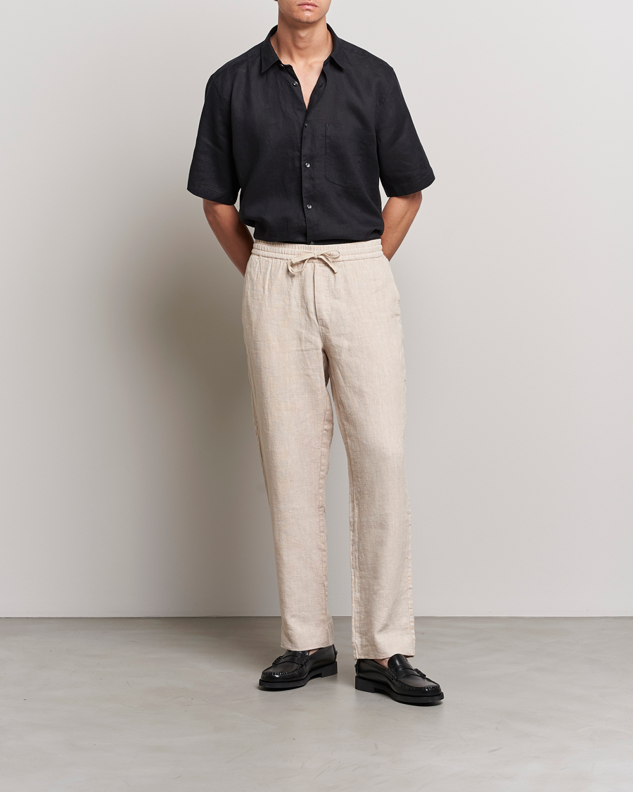 Homme | Chemises | Oscar Jacobson | Regular Fit City Signature Linen Shirt Black