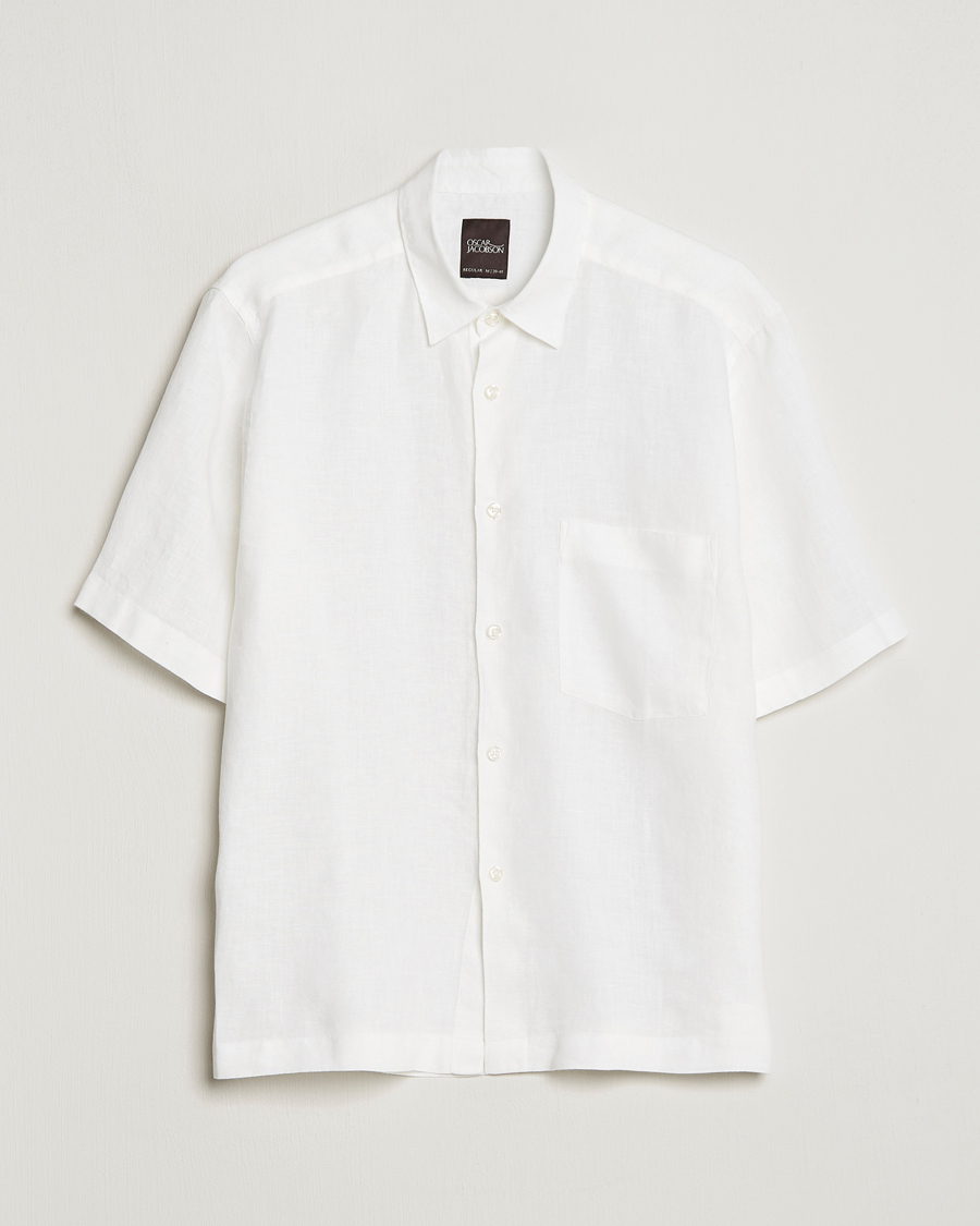 Homme | Chemises | Oscar Jacobson | Regular Fit City Signature Linen Shirt White