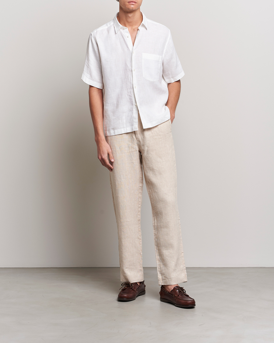 Homme | Chemises | Oscar Jacobson | Regular Fit City Signature Linen Shirt White