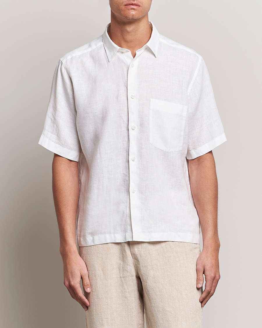 Homme | Chemises | Oscar Jacobson | Regular Fit City Signature Linen Shirt White