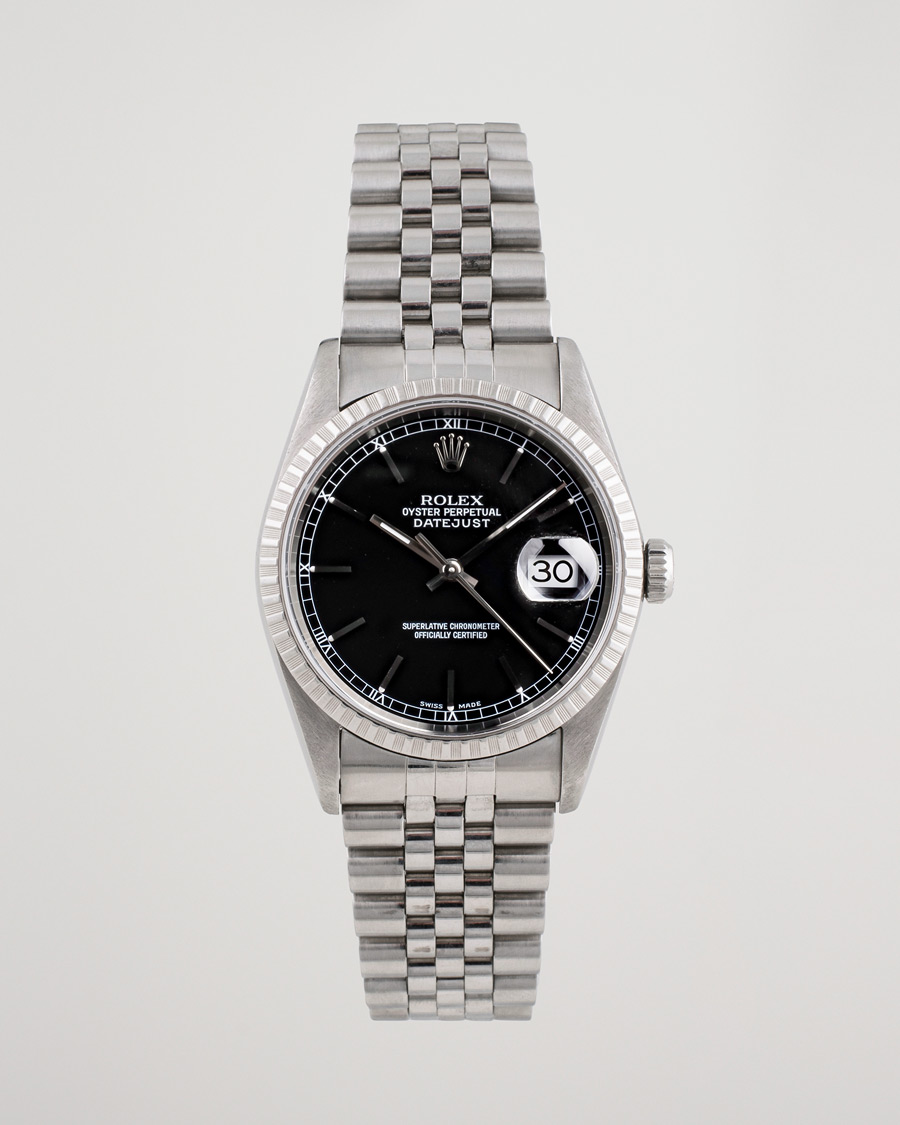 Homme | Pre-Owned & Vintage Watches | Rolex Pre-Owned | Datejust 16220 Oyster Perpetual Black Steel Black