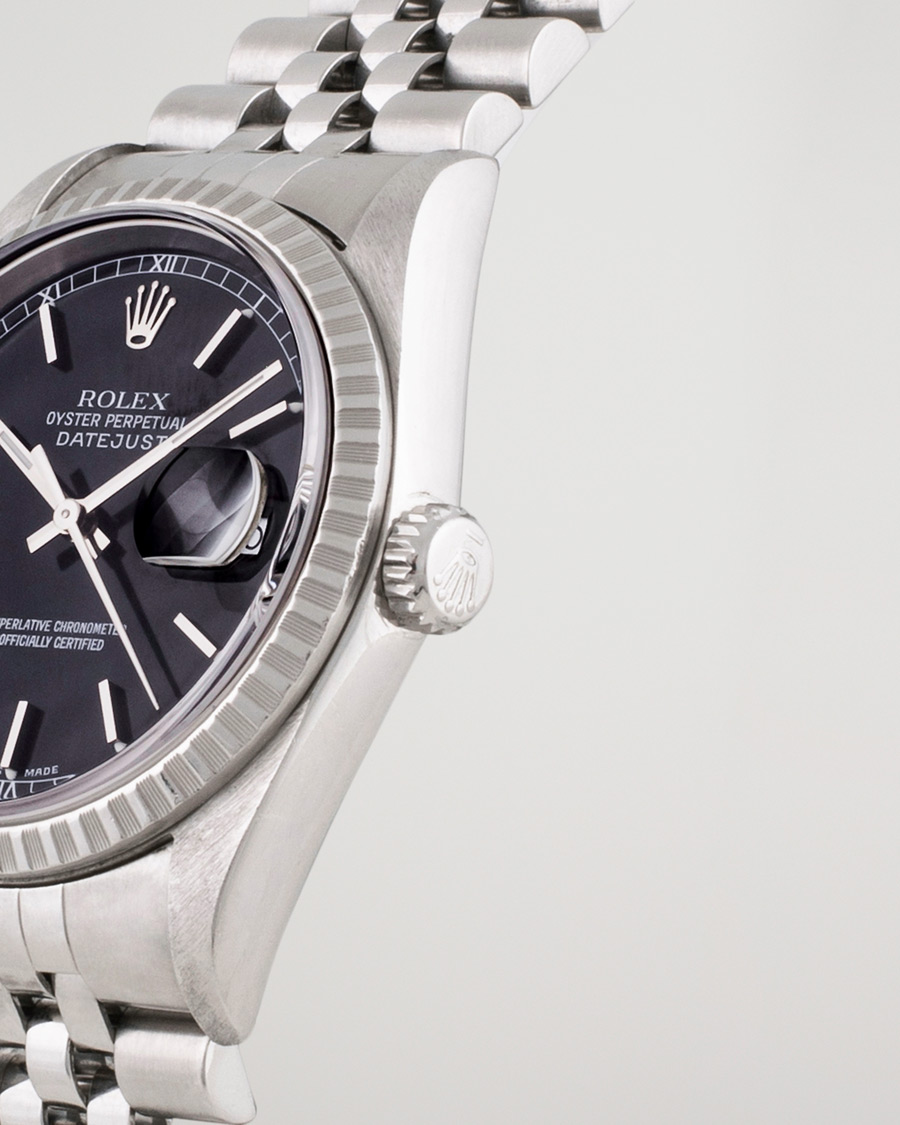 Homme | Pre-Owned & Vintage Watches | Rolex Pre-Owned | Datejust 16220 Oyster Perpetual Black Steel Black