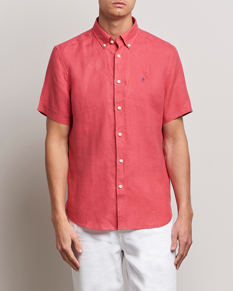 Homme | Chemises | Morris | Douglas Linen Short Sleeve Shirt Cerise
