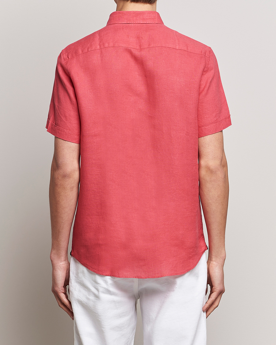 Homme | Chemises | Morris | Douglas Linen Short Sleeve Shirt Cerise