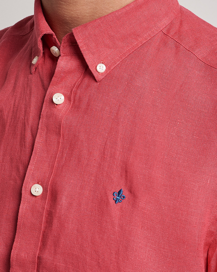 Homme | Chemises | Morris | Douglas Linen Short Sleeve Shirt Cerise