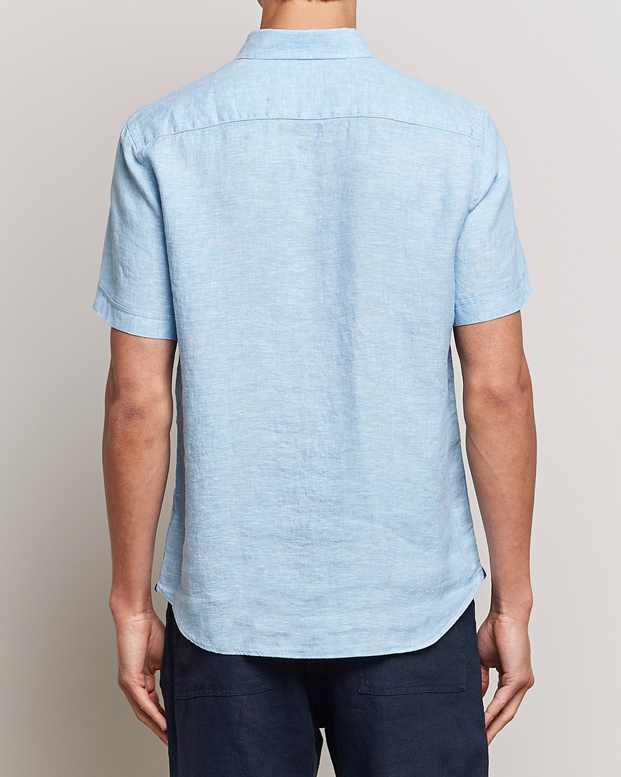 Homme | Chemises | Morris | Douglas Short Sleeve Linen Shirt Light Blue