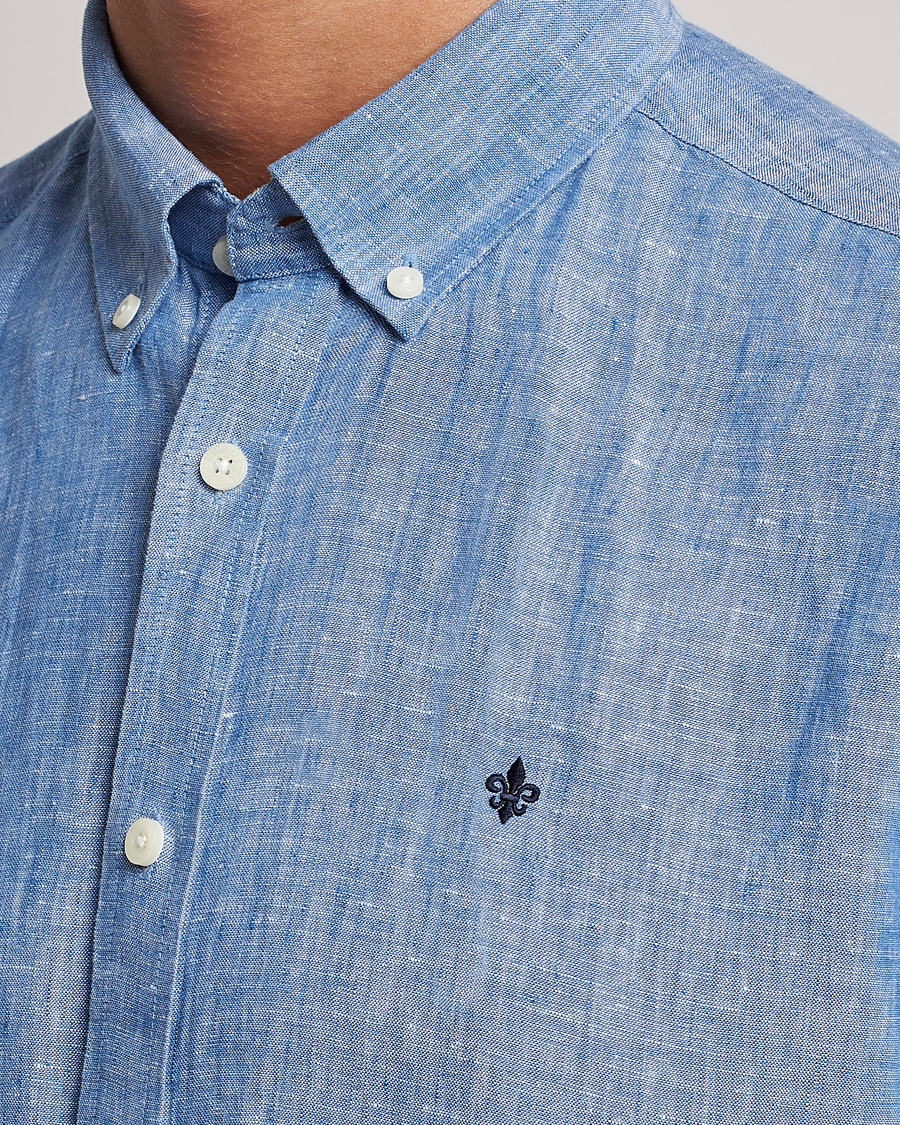 Homme | Chemises | Morris | Douglas Linen Short Sleeve Shirt Blue