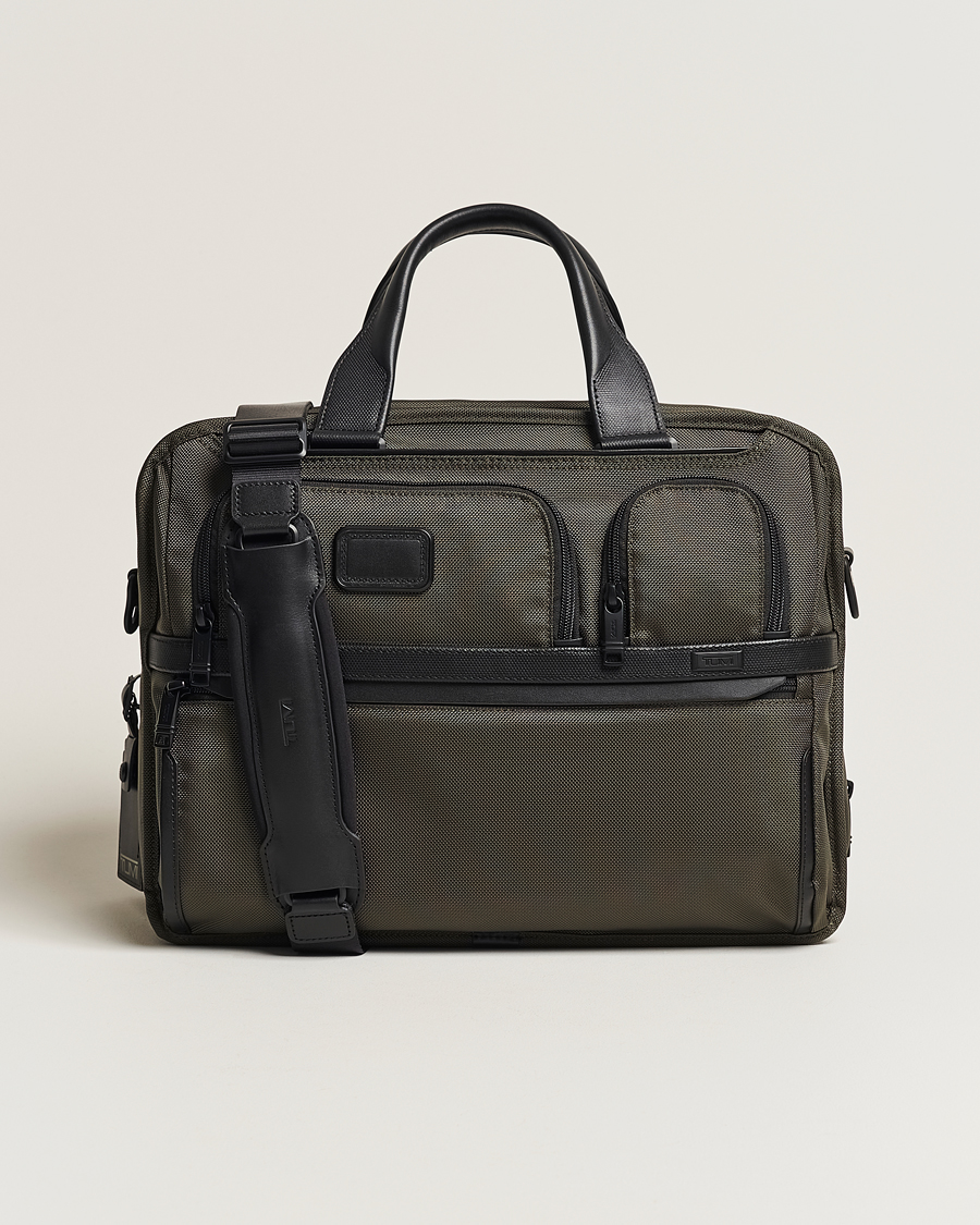 Homme | TUMI Alpha 3 Expandable Organizer Laptop Brief Olive Night | TUMI | Alpha 3 Expandable Organizer Laptop Brief Olive Night