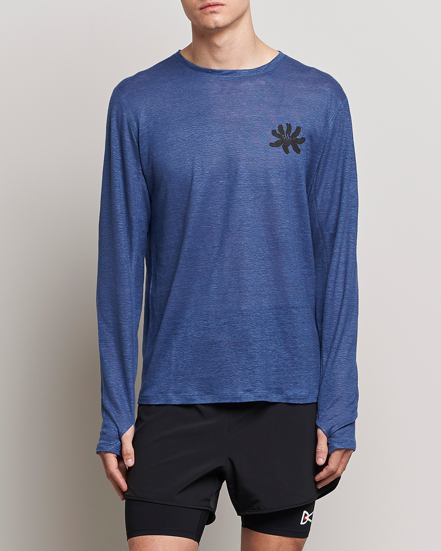 Homme | T-shirts | District Vision | Suhka Hemp Long Sleeve T-Shirt Ocean Blue