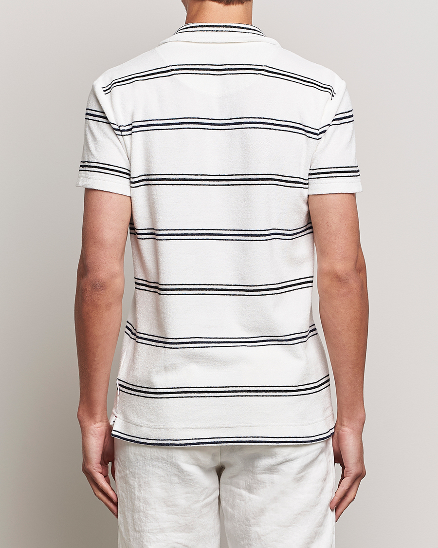 Homme | Polos | Orlebar Brown | Terry Classic Twin Stripe Polo White/Night Iris