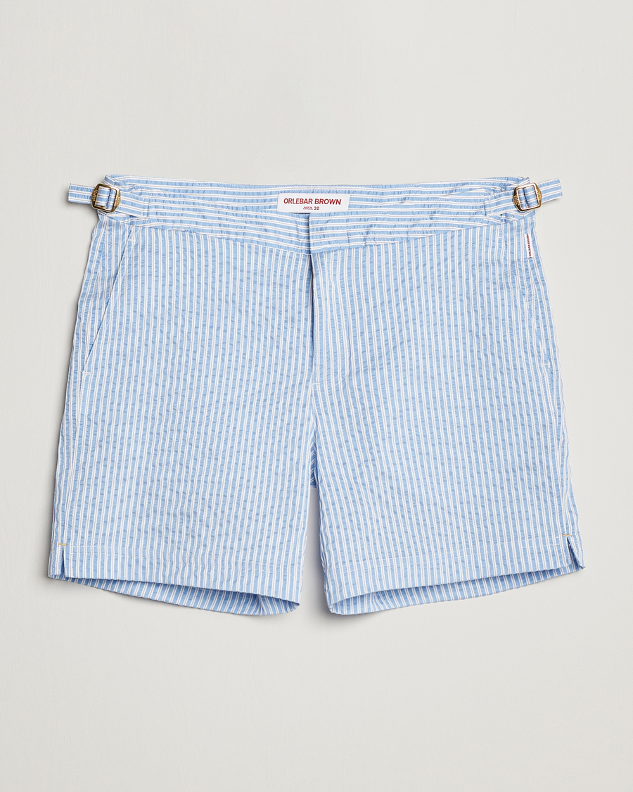 Homme | Maillots De Bain | Orlebar Brown | Bulldog Classic Stripe Swimshorts White/Light Island Sky