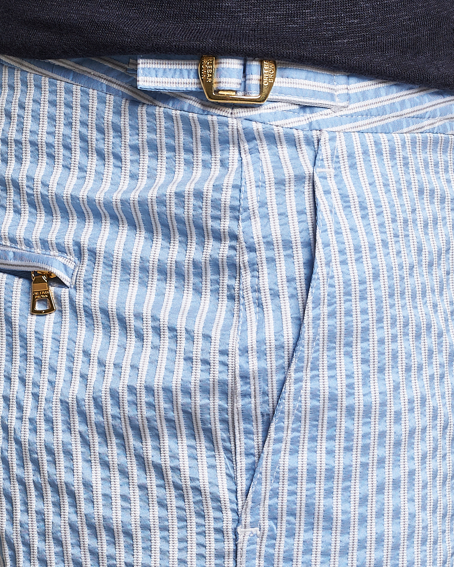 Homme | Maillots De Bain | Orlebar Brown | Bulldog Classic Stripe Swimshorts White/Light Island Sky