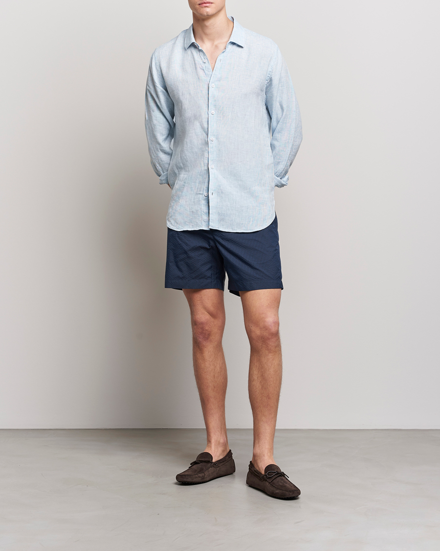 Homme | Maillots De Bain | Orlebar Brown | Bulldog Tonal Seersucker Swimshorts Night Iris