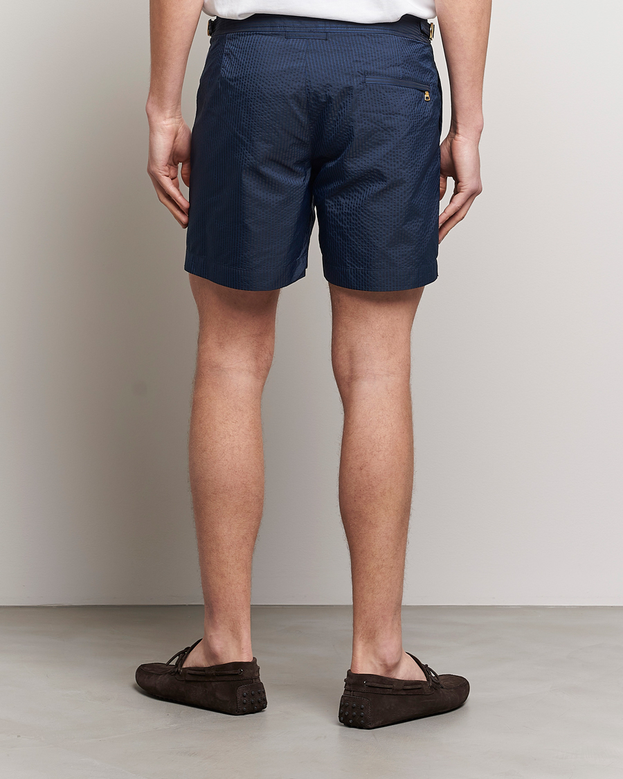 Homme | Maillots De Bain | Orlebar Brown | Bulldog Tonal Seersucker Swimshorts Night Iris