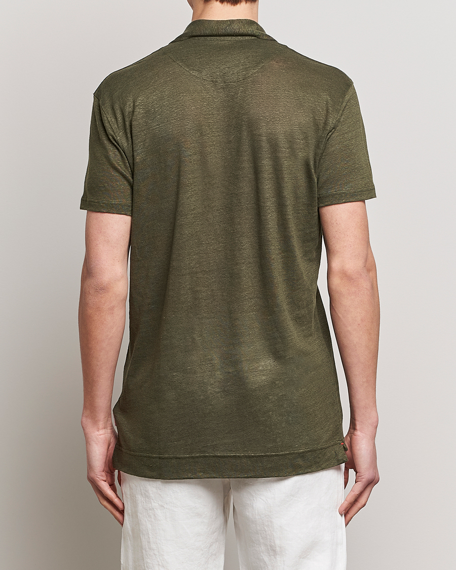 Homme | Polos | Orlebar Brown | Felix Placket Short Sleeve Linen Polo Palm