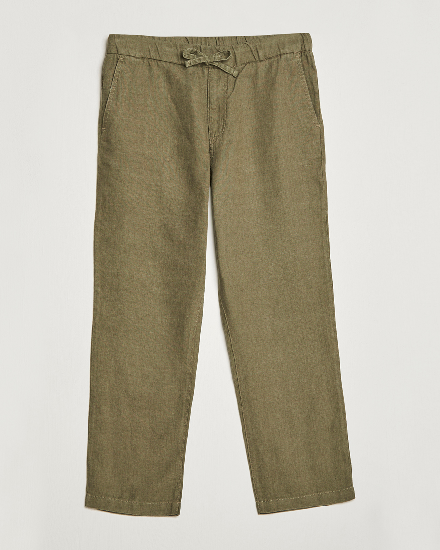 Homme | Pantalons | NN07 | Keith Drawstring Linen Trousers Army