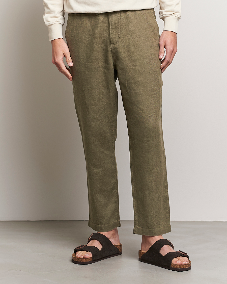 Homme | Pantalons | NN07 | Keith Drawstring Linen Trousers Army