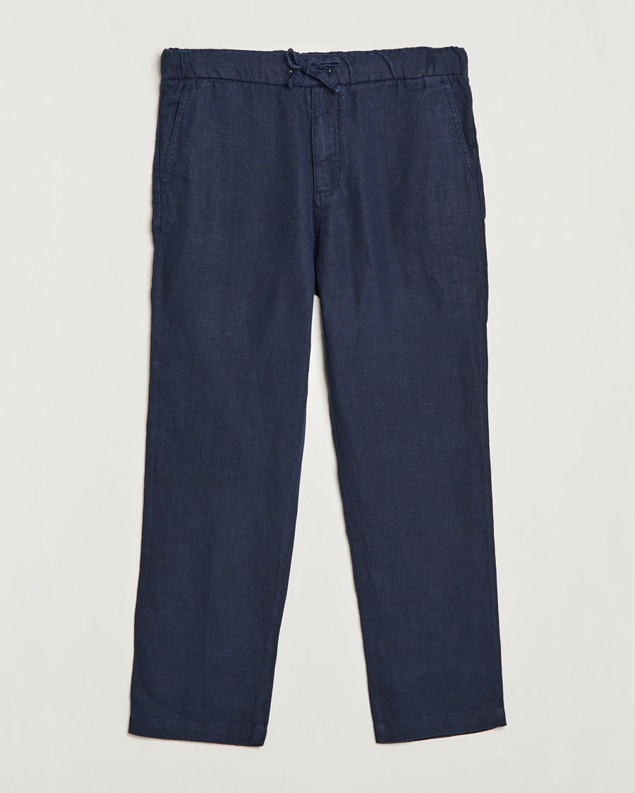 Homme | Pantalons | NN07 | Keith Drawstring Linen Trousers Navy
