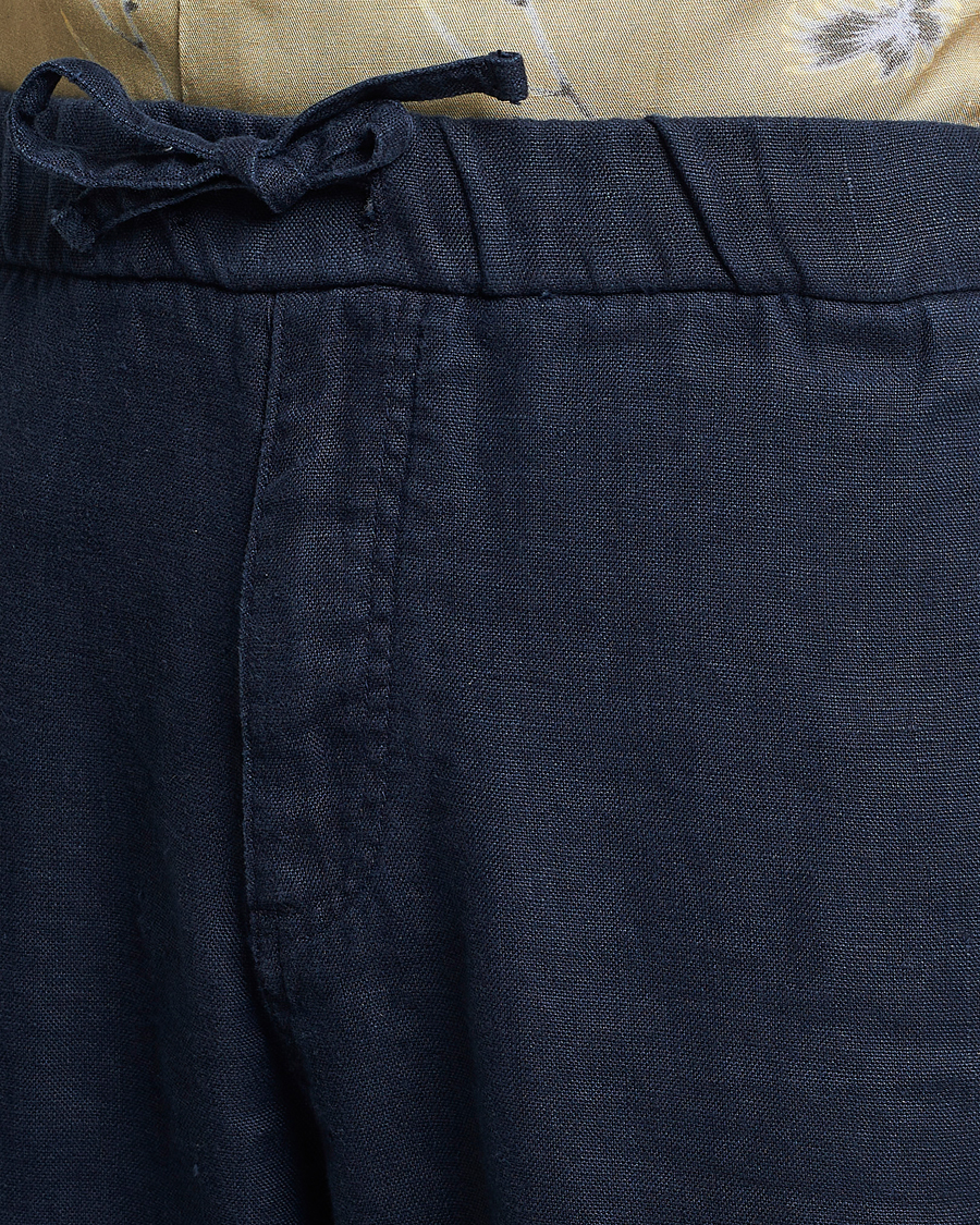 Homme | Pantalons | NN07 | Keith Drawstring Linen Trousers Navy