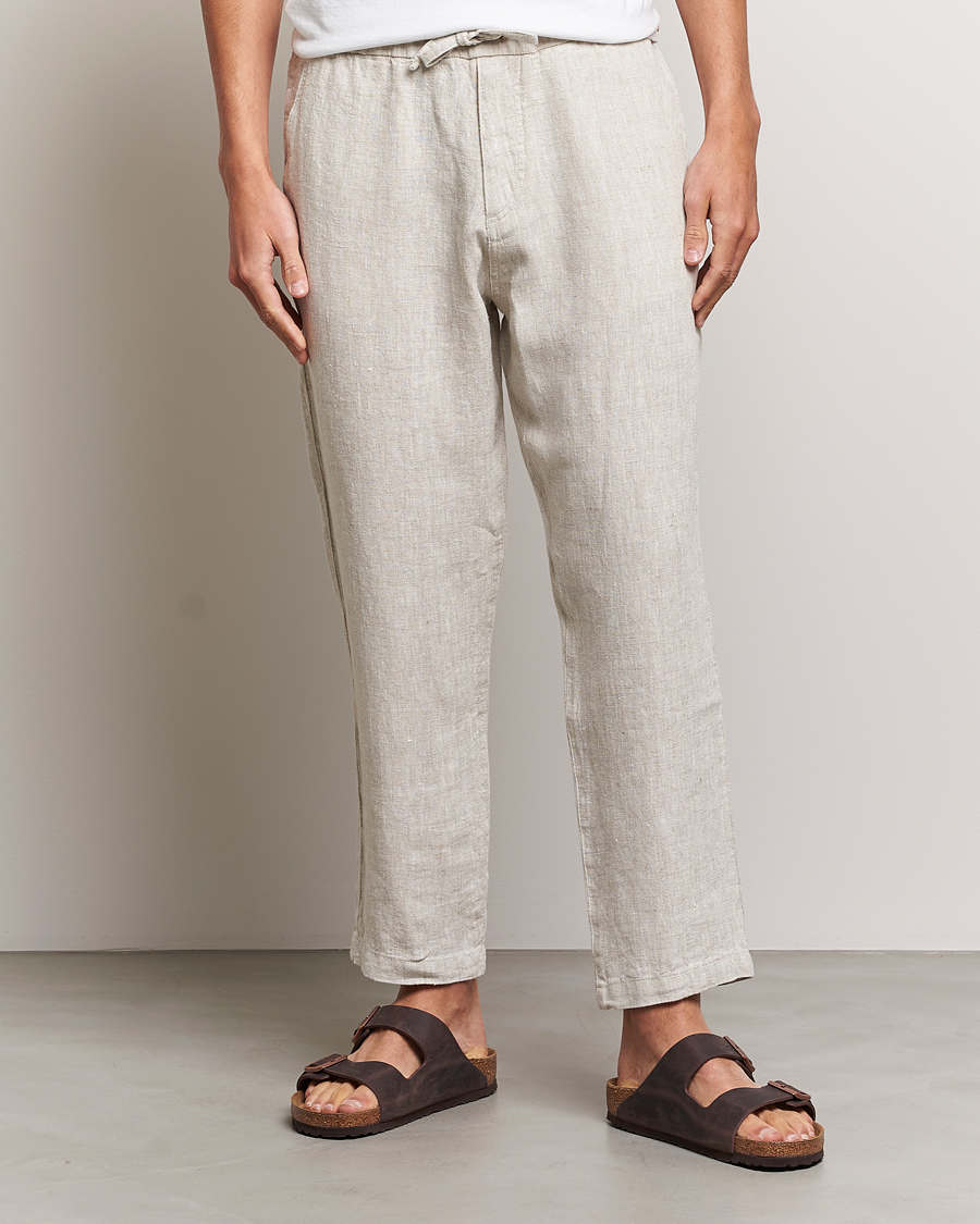 Homme | Pantalons | NN07 | Keith Drawstring Linen Trousers Oat