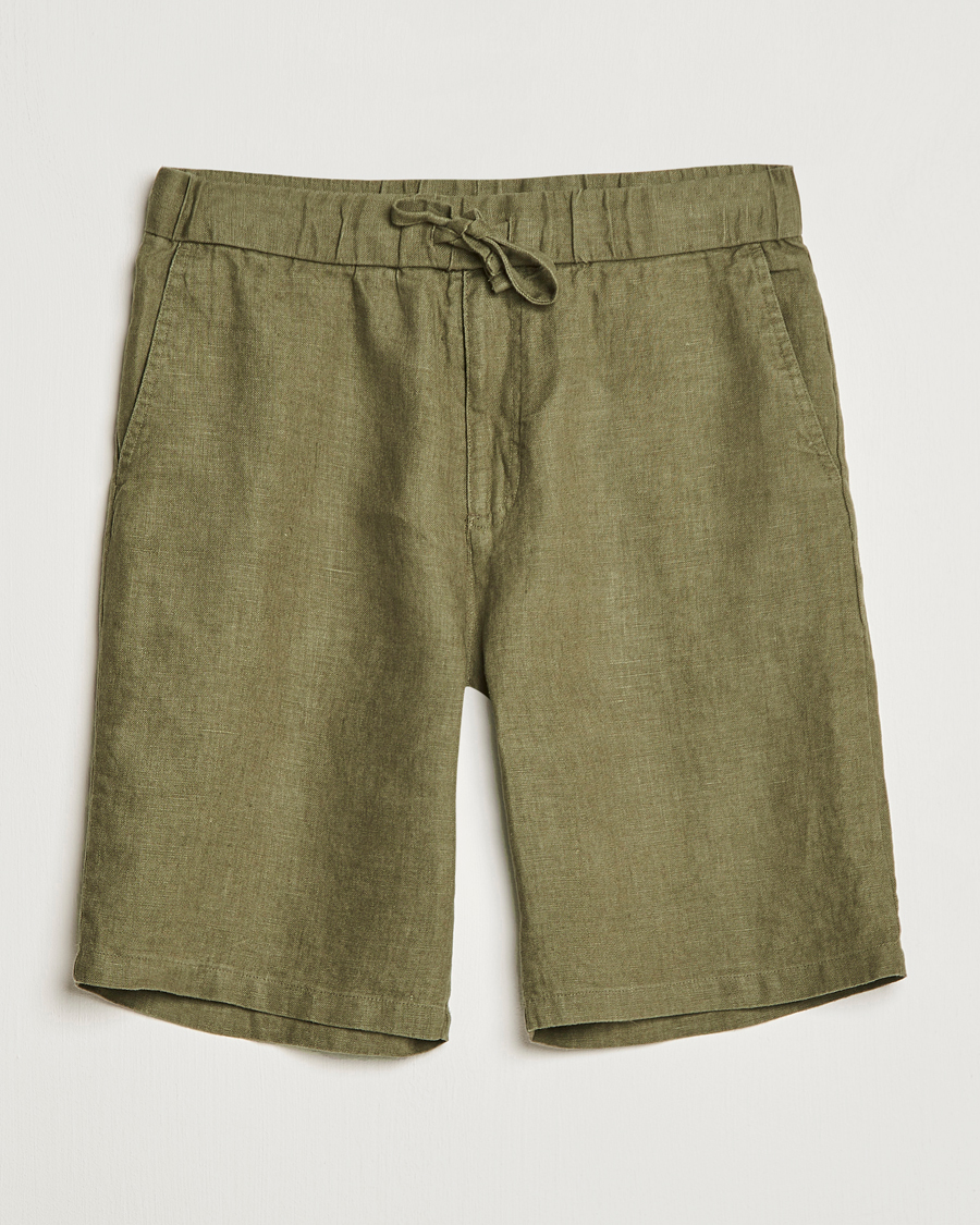 Homme | Shorts | NN07 | Keith Drawstring Linen Shorts Army