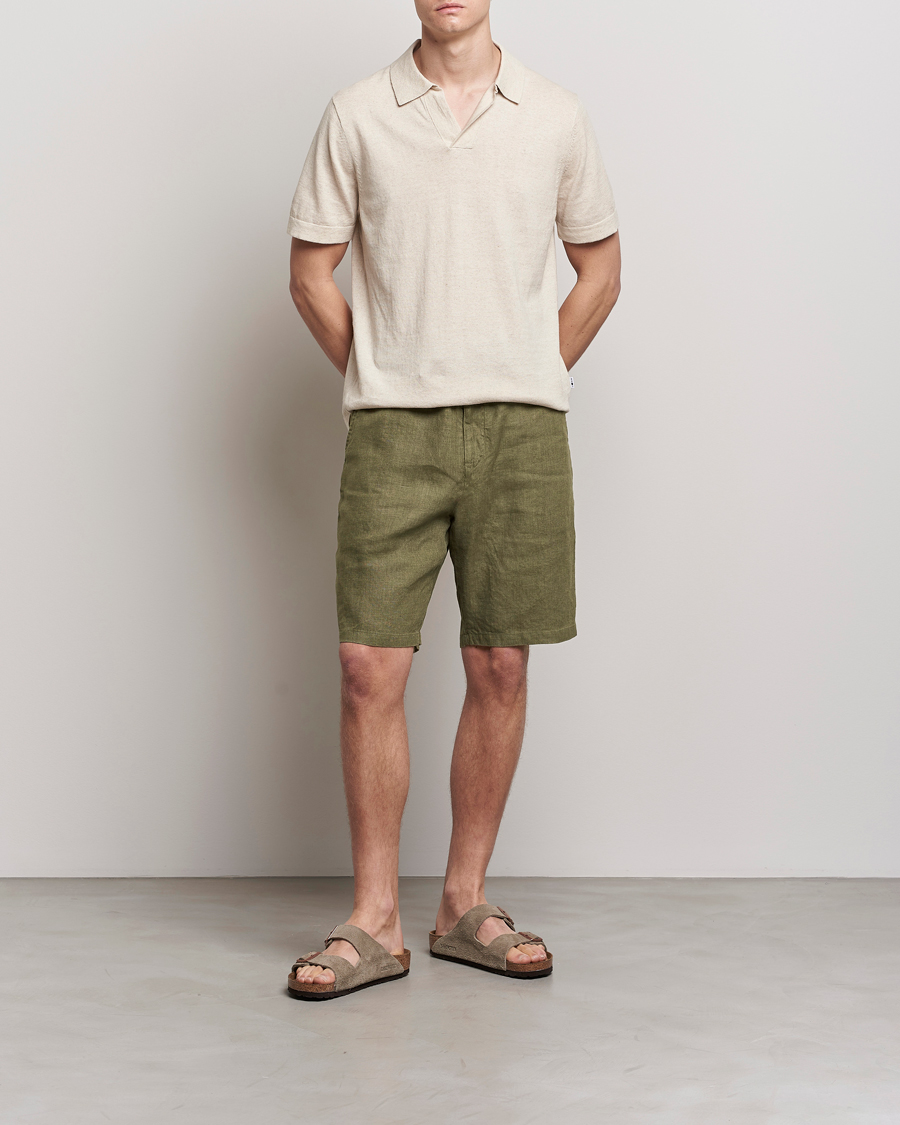 Homme | Shorts | NN07 | Keith Drawstring Linen Shorts Army