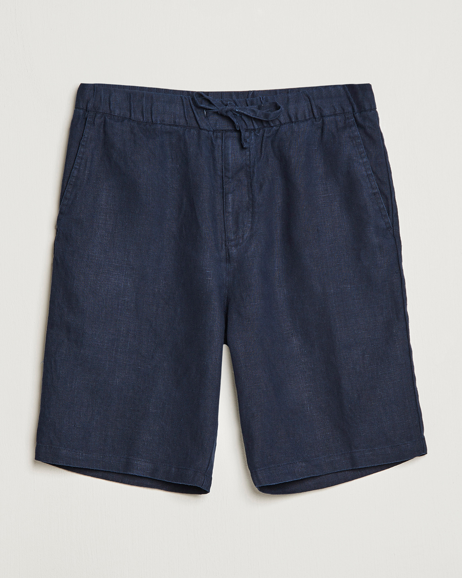 Homme | Shorts | NN07 | Keith Drawstring Linen Shorts Navy