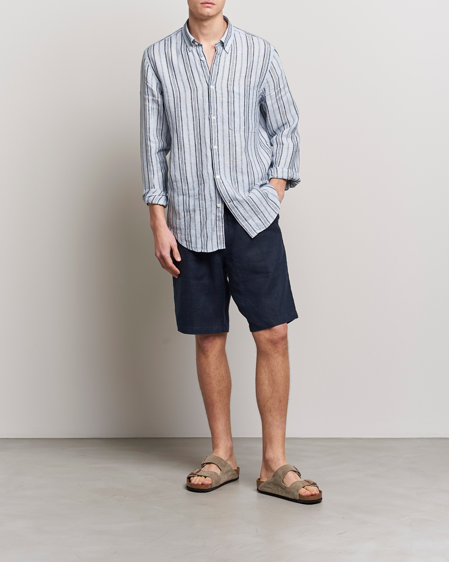 Homme | Shorts | NN07 | Keith Drawstring Linen Shorts Navy