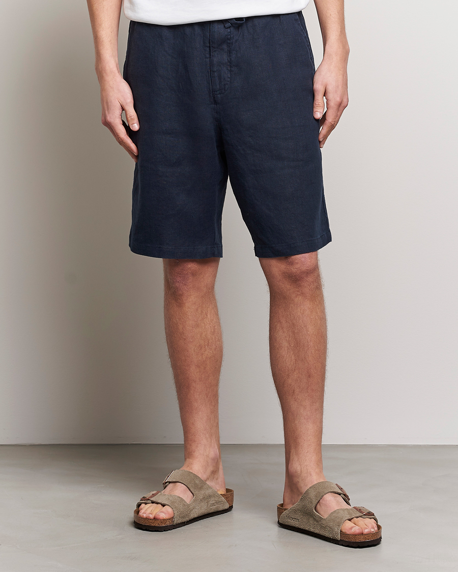 Homme | Shorts | NN07 | Keith Drawstring Linen Shorts Navy