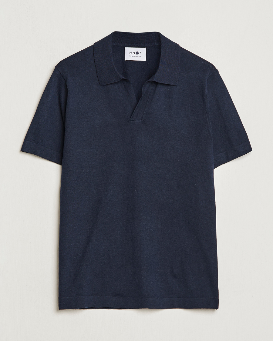Homme | Polos | NN07 | Ryan Cotton/Linen Polo Navy Blue