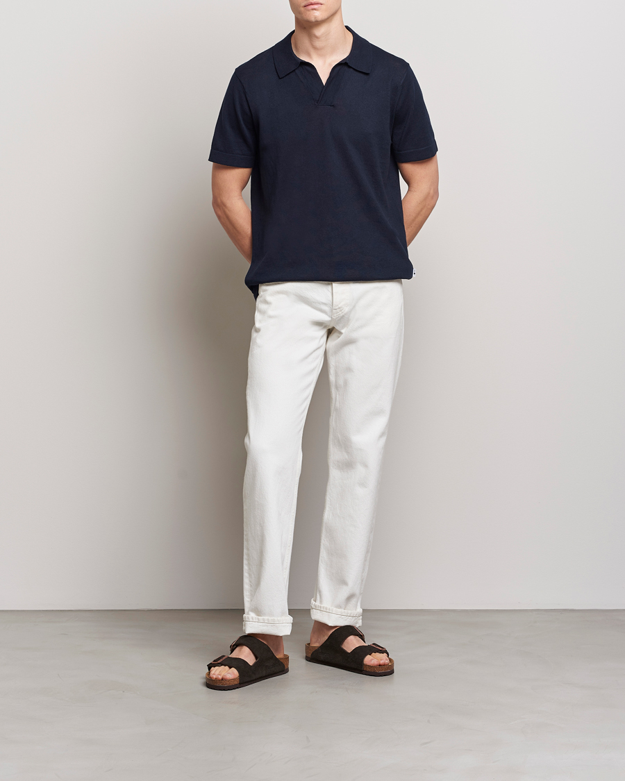 Homme | Polos | NN07 | Ryan Cotton/Linen Polo Navy Blue