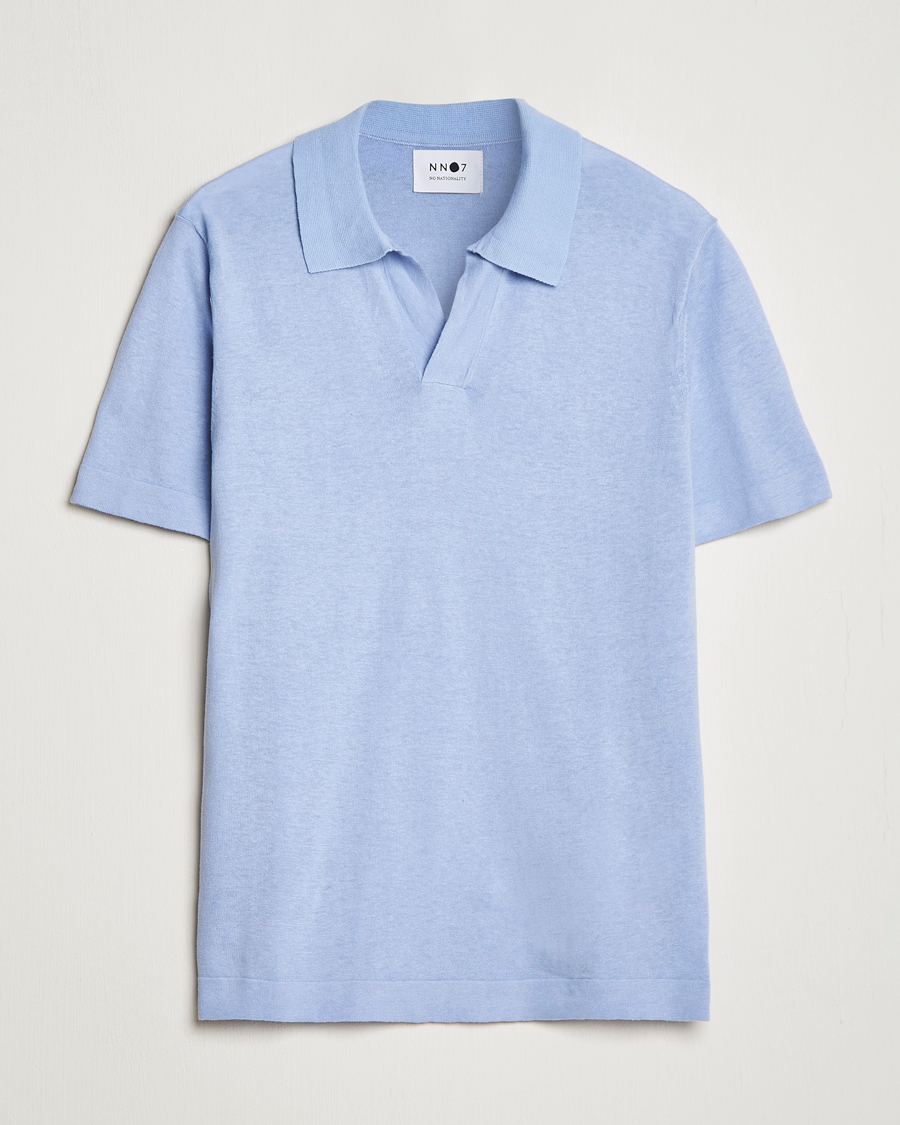 Homme | Polos | NN07 | Ryan Cotton/Linen Polo Brunnera Blue