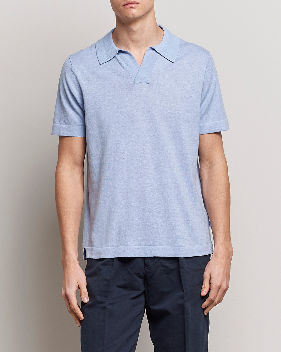 Homme | Polos | NN07 | Ryan Cotton/Linen Polo Brunnera Blue