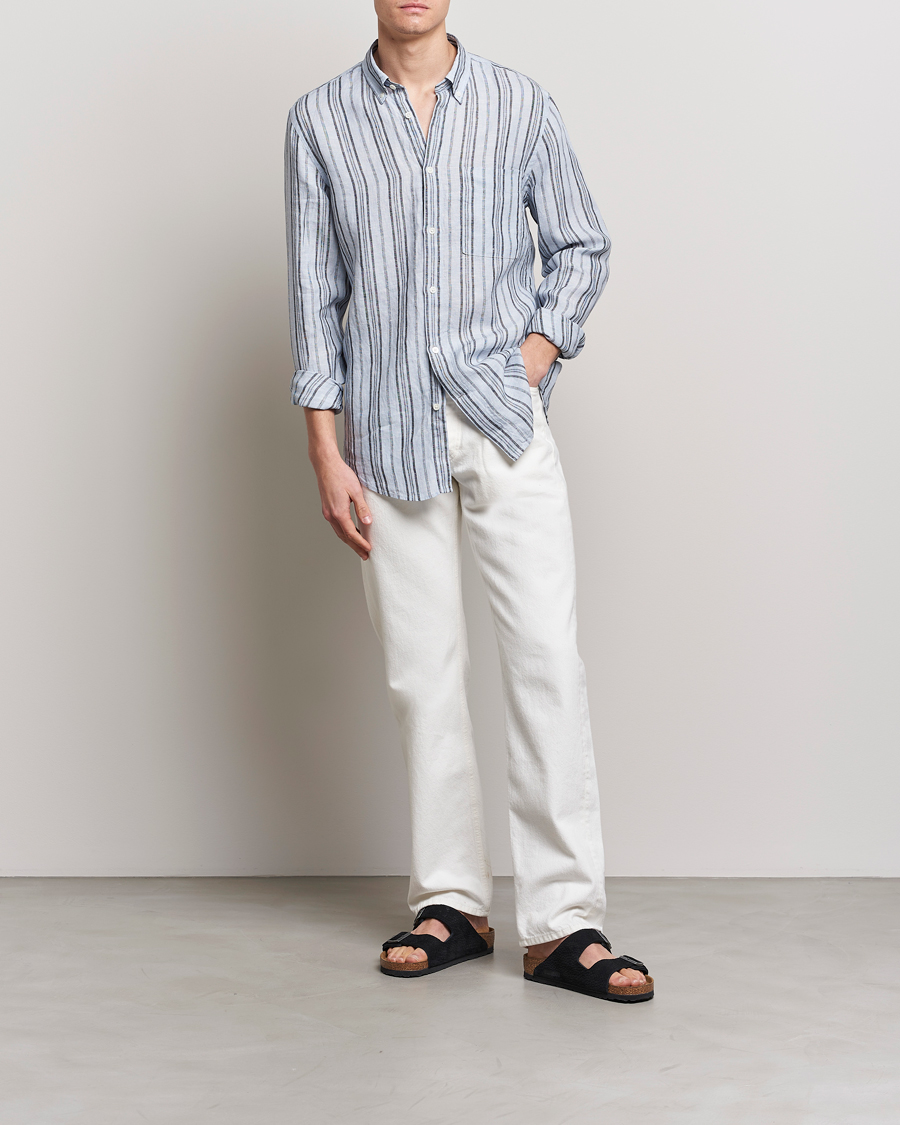 Homme | Chemises | NN07 | Arne Strinped Linen Shirt Blue