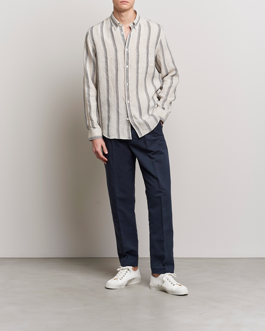 Homme | Chemises | NN07 | Arne Strinped Linen Shirt Oat