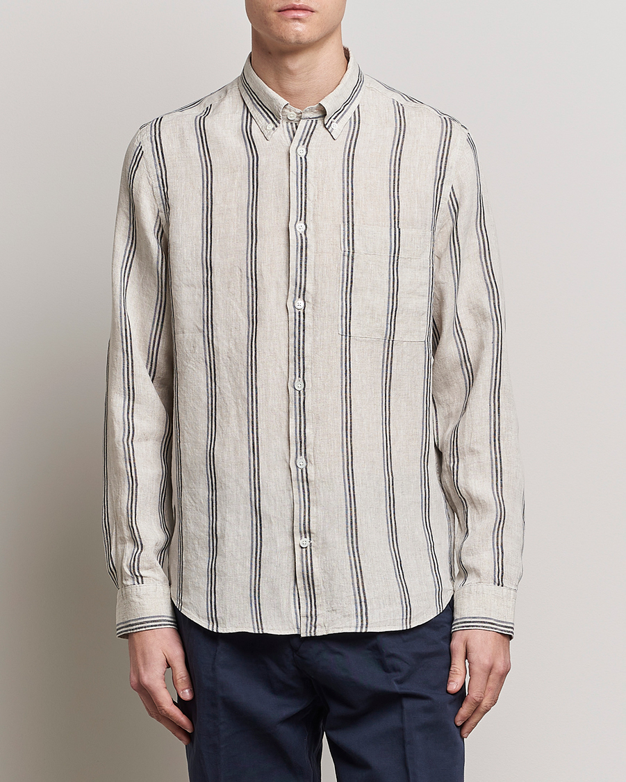 Homme | Chemises | NN07 | Arne Strinped Linen Shirt Oat