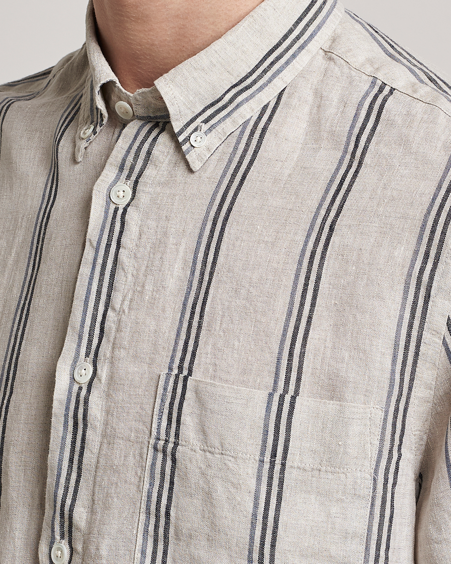 Homme | Chemises | NN07 | Arne Strinped Linen Shirt Oat