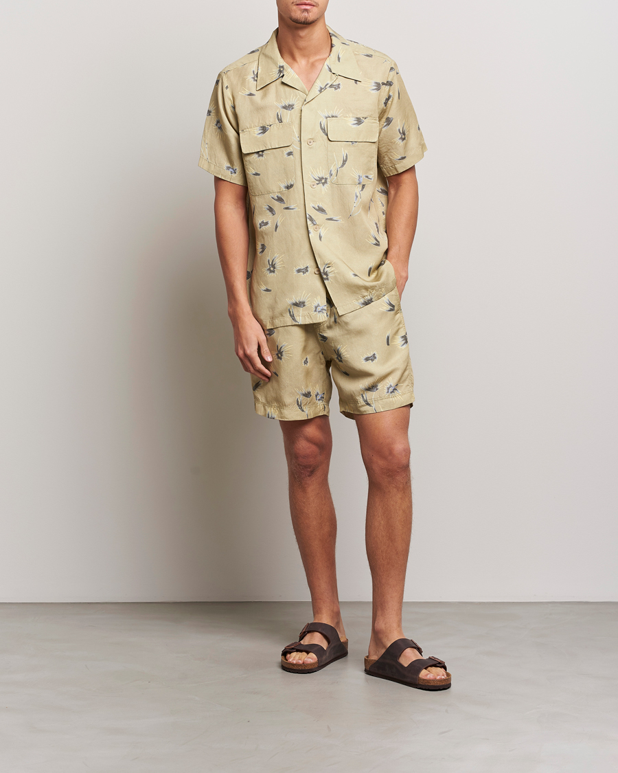 Homme | Shorts | NN07 | Warren Tencel/Linen Printed Shorts Pale Olive