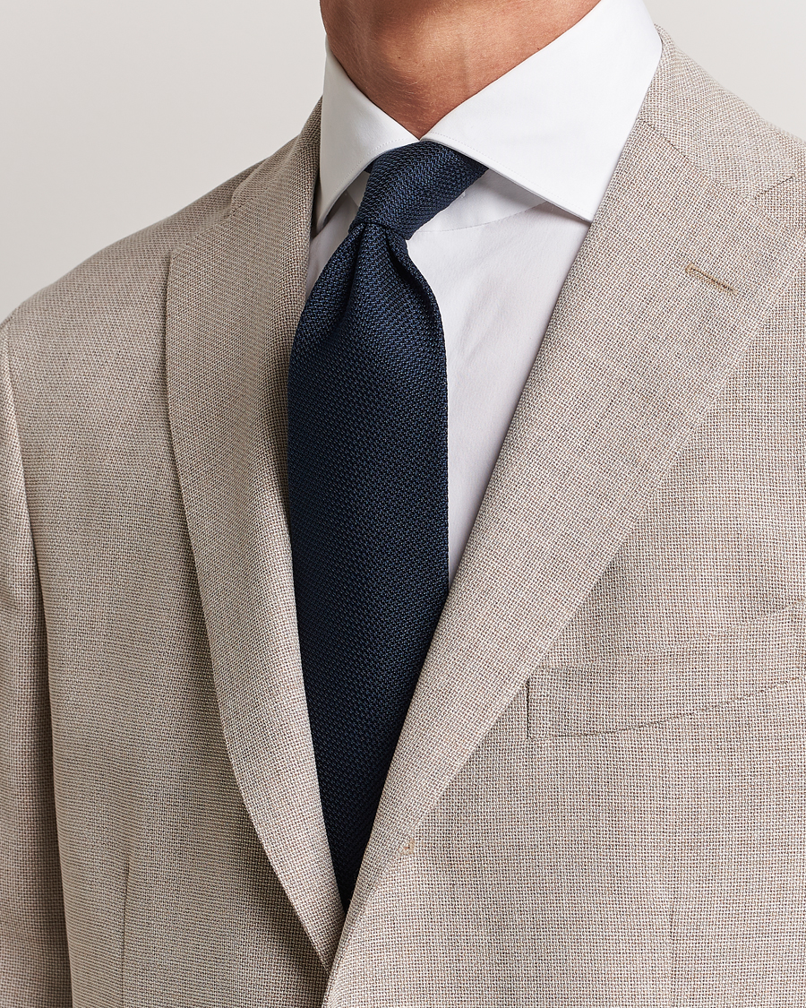 Homme | Finamore Napoli Grenadine Silk Tie Navy | Finamore Napoli | Grenadine Silk Tie Navy