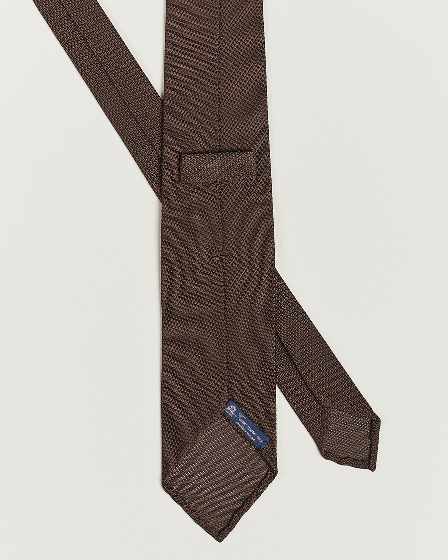 Homme | Finamore Napoli Grenadine Silk Tie Dark Brown | Finamore Napoli | Grenadine Silk Tie Dark Brown