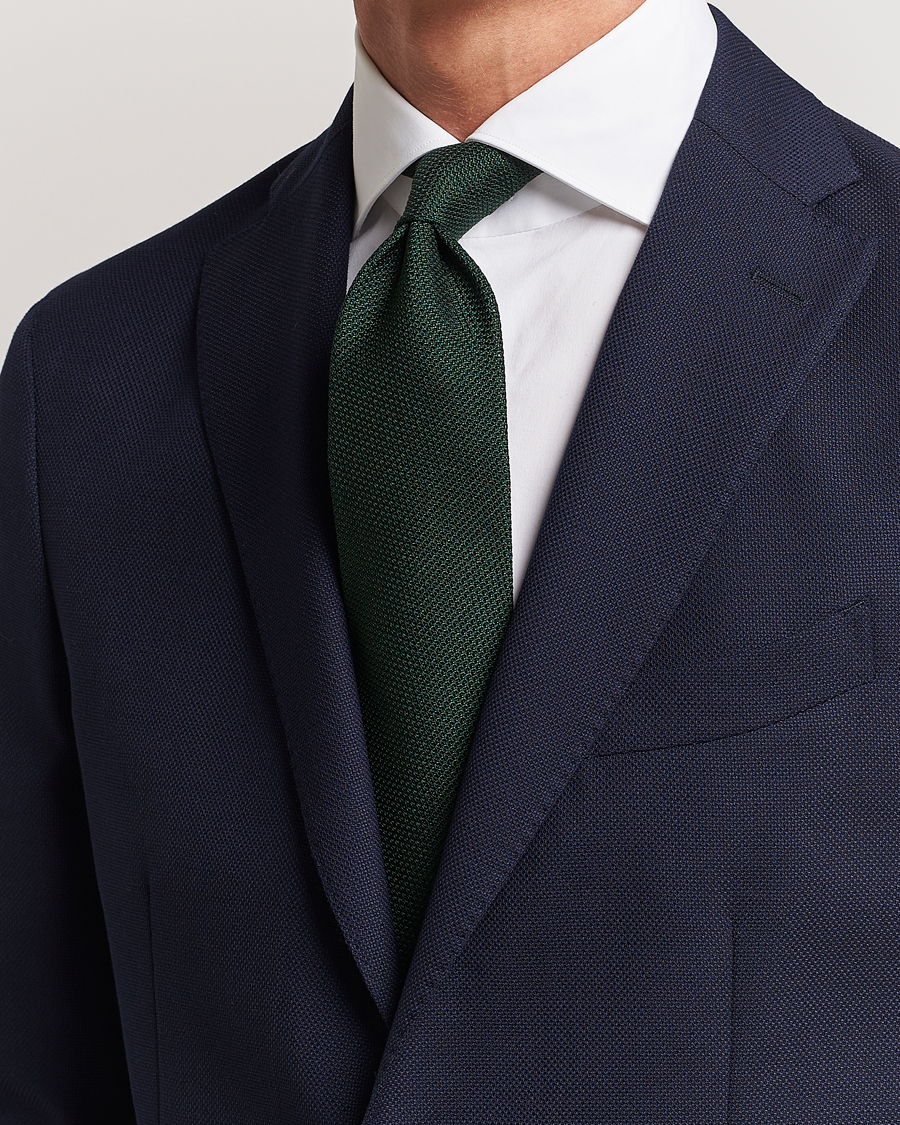 Homme | Cravates | Finamore Napoli | Grenadine Silk Tie Forest Green