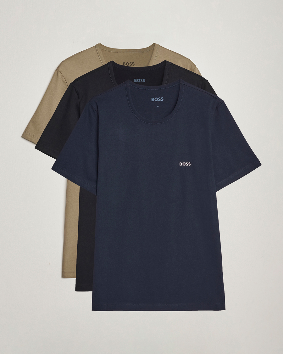 Homme | T-shirts | BOSS BLACK | 3-Pack Crew Neck T-Shirt Green/Black/Navy