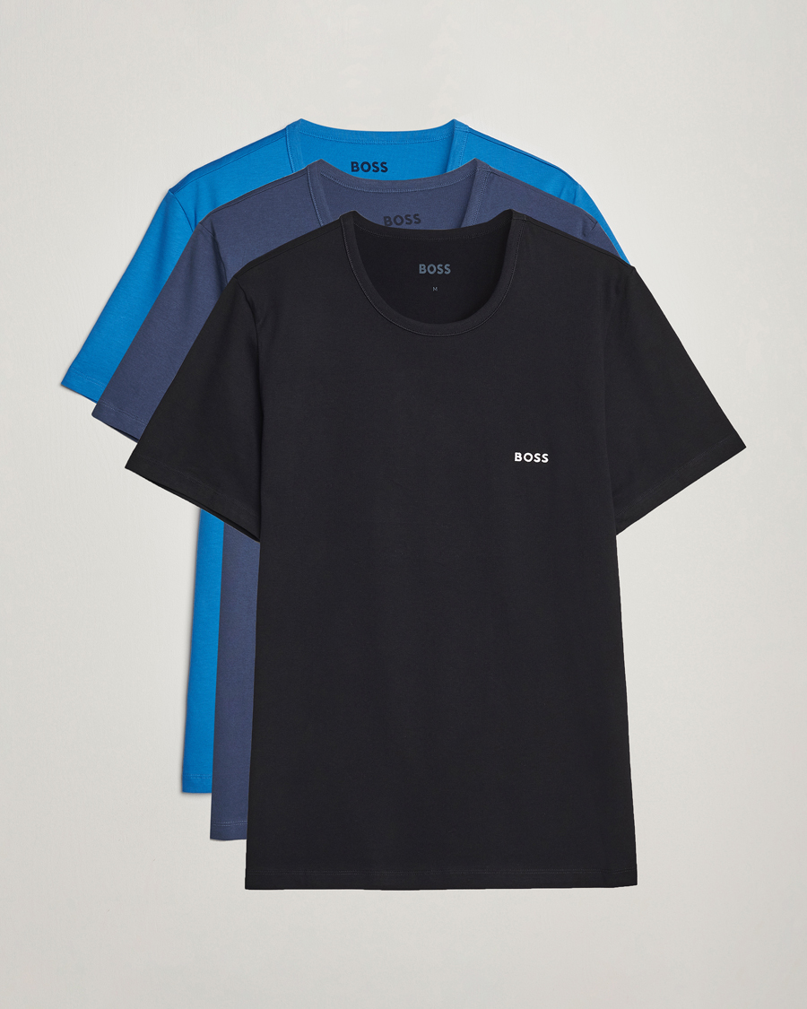 Homme | T-shirts | BOSS BLACK | 3-Pack Crew Neck T-Shirt Navy/Blue/Black