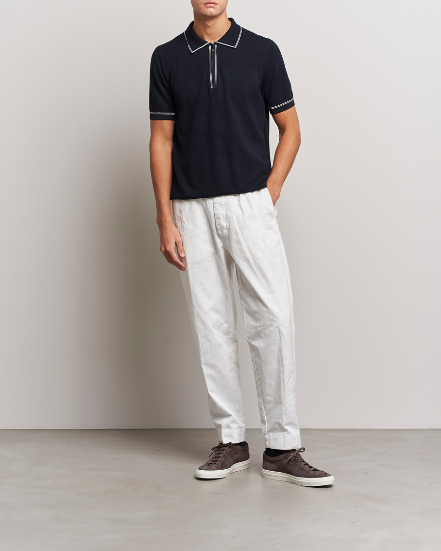 Homme | Polos | BOSS BLACK | Oleonardo Knitted Half Zip Polo Dark Blue