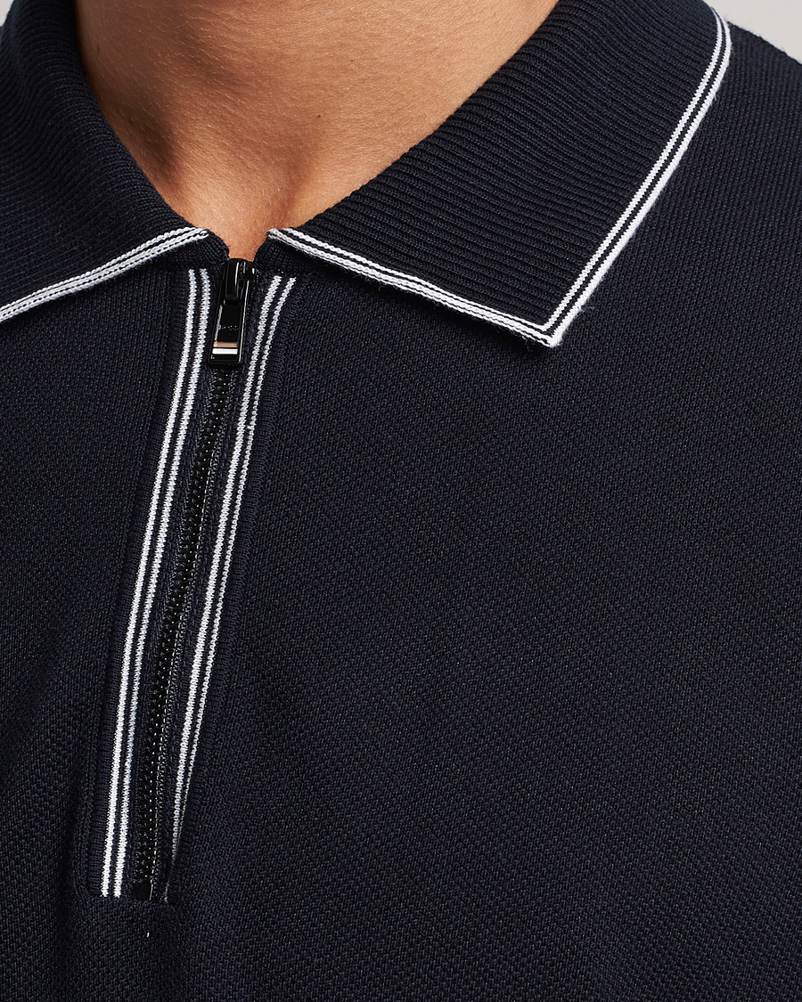 Homme | Polos | BOSS BLACK | Oleonardo Knitted Half Zip Polo Dark Blue