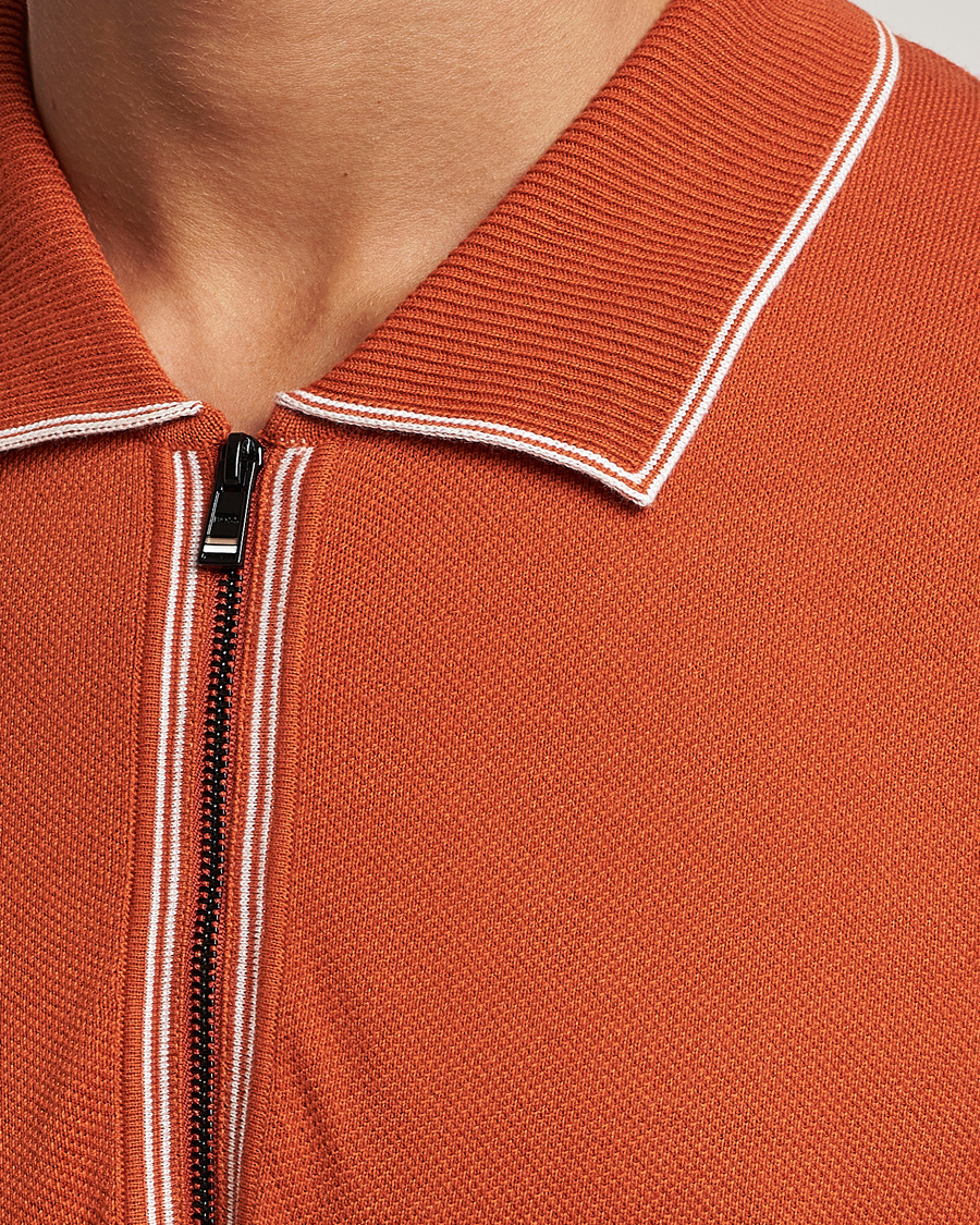 Homme | Polos | BOSS BLACK | Oleonardo Knitted Half Zip Polo Dark Orange