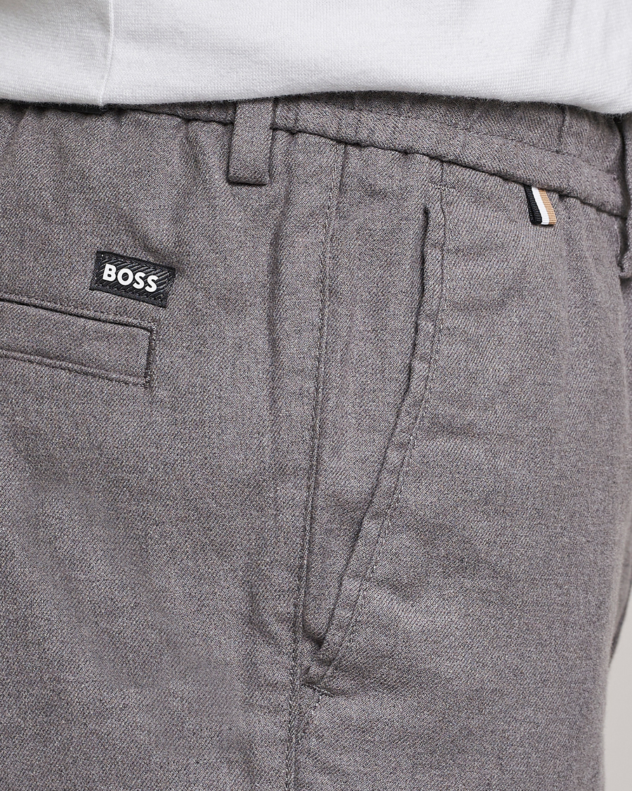 Homme | Pantalons | BOSS BLACK | Kane Pleated Drawstring Trousers Silver