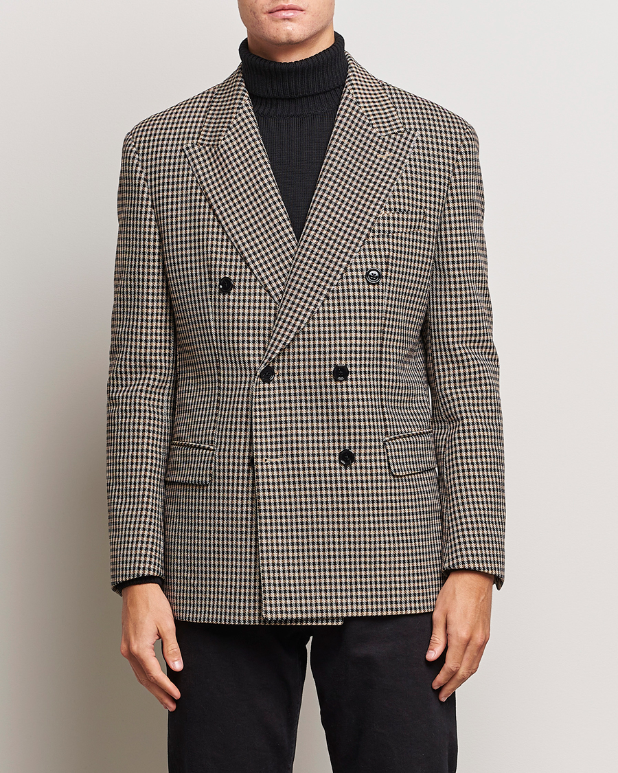 Homme | Blazers | BOSS BLACK | Carper Tweed Checked Double Breasted Blazer Beige